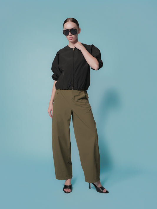 Mago Puff Sleeve Zip Top