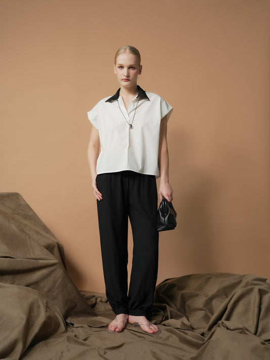 Alessa Two-tone Cropped Polo