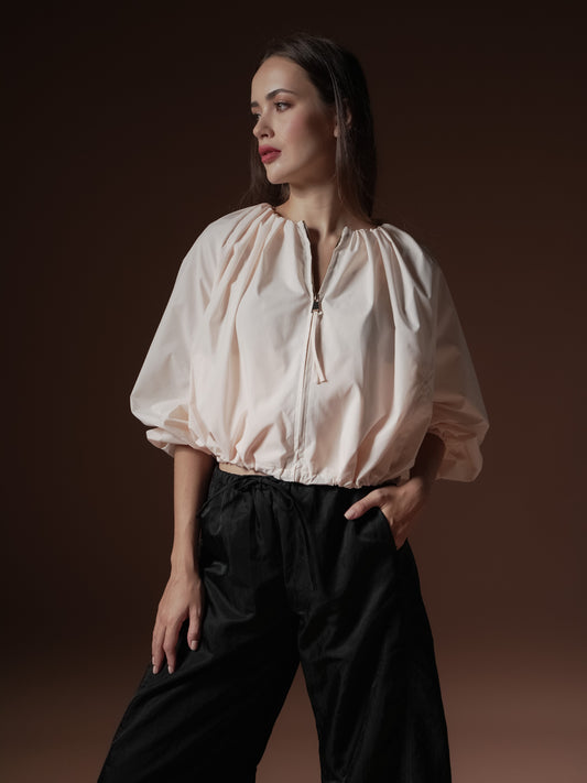 Bona Shirred Puff Zip Jacket
