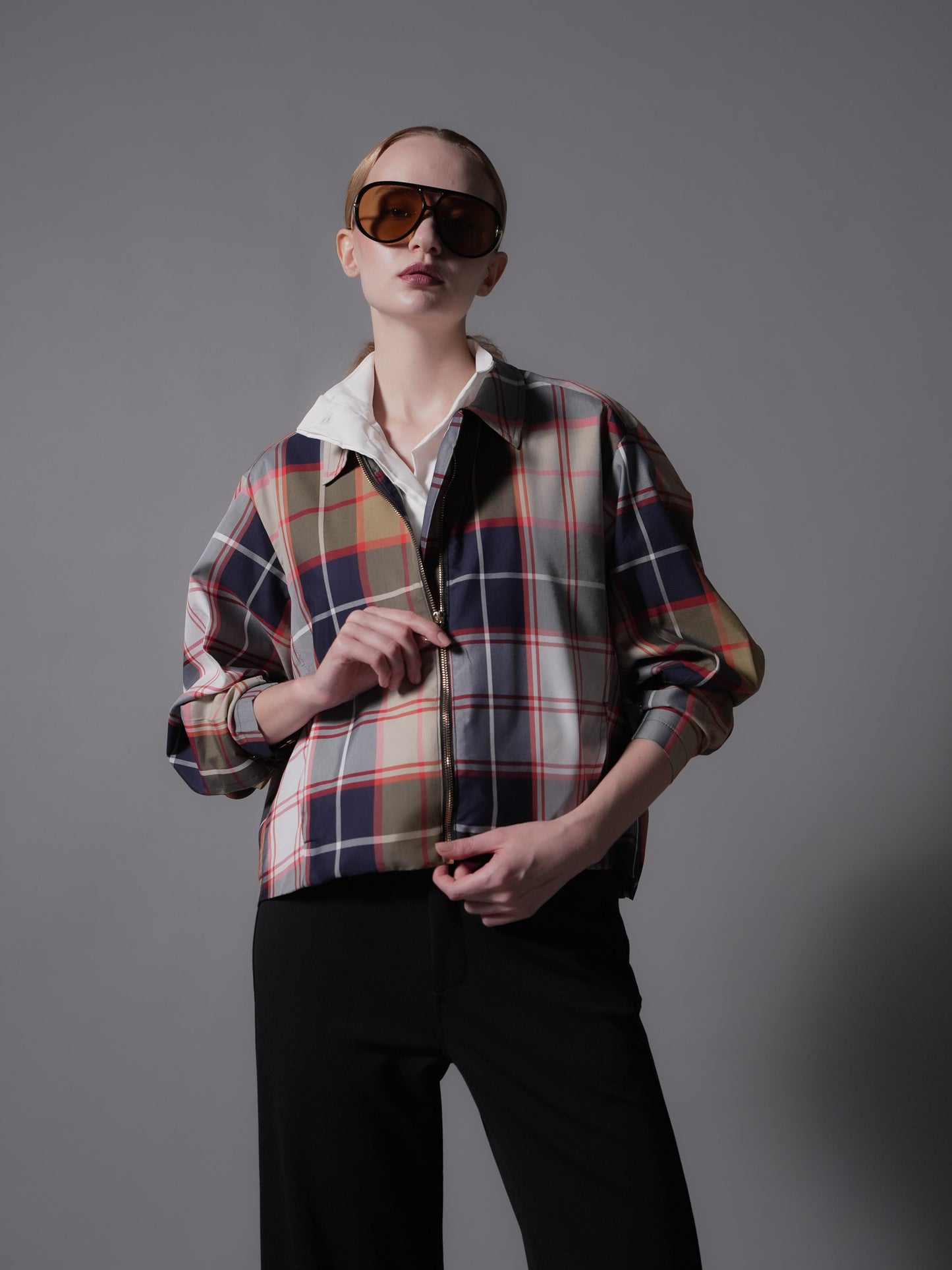 Elvin Checkered Zipped Jacket