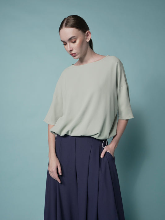 Elfie Crepe Toggle Hem Top