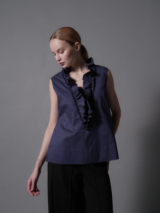 Raffy Ruffle Neck Sleeveless