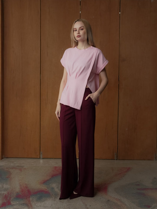 Alona Pleated Slit Top