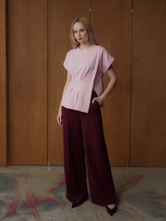 Alona Pleated Slit Top