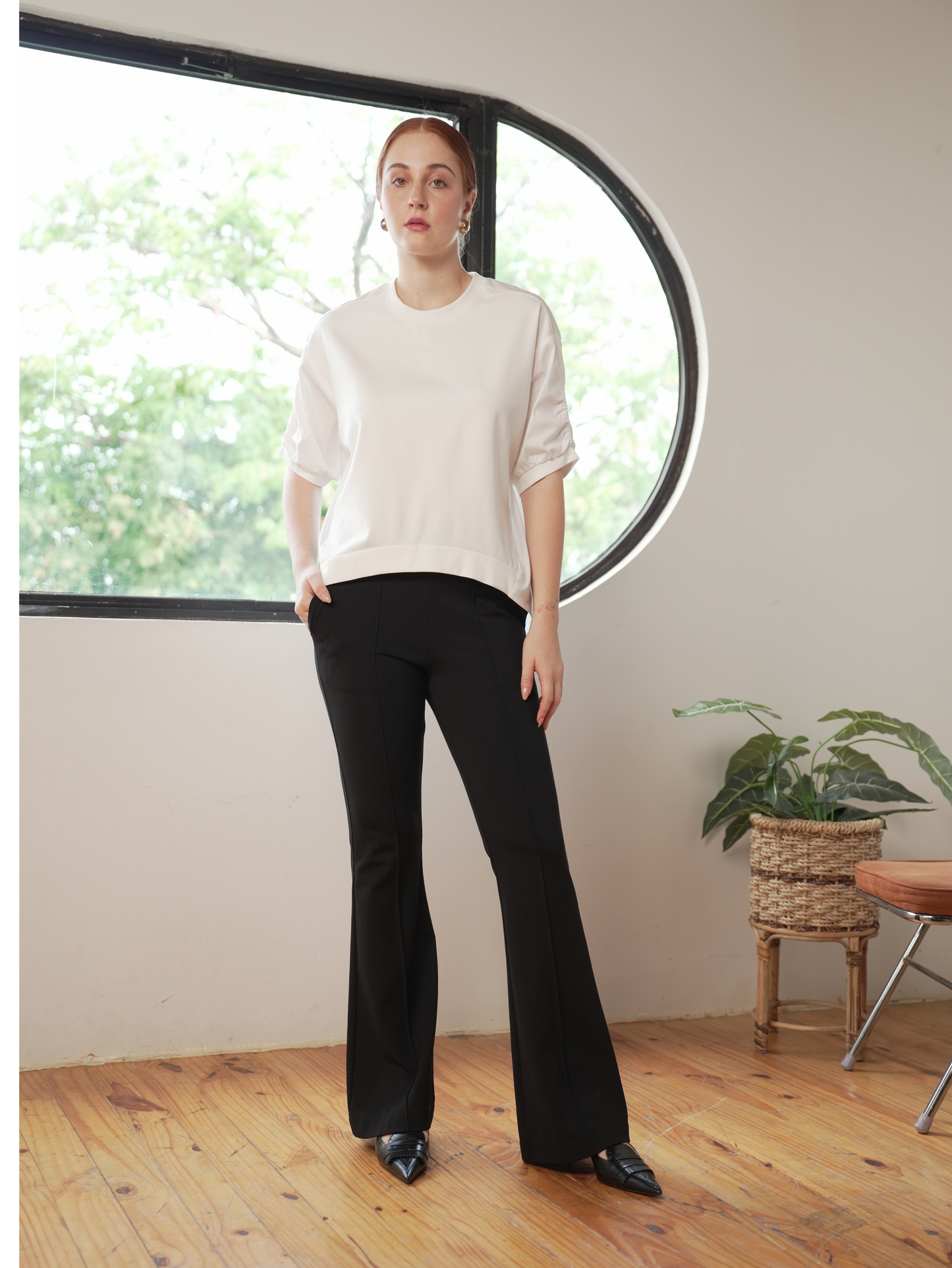 Rena Combi Top with Sleeve Shirring