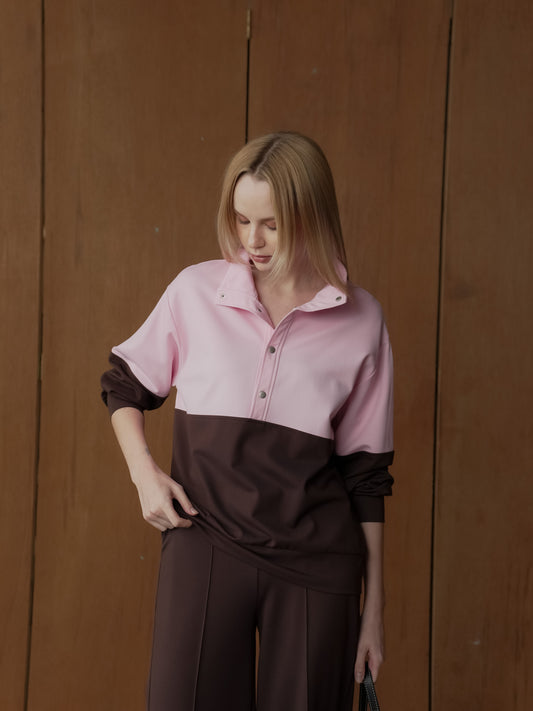 Fendy Two-tone Hi-neck Sweater