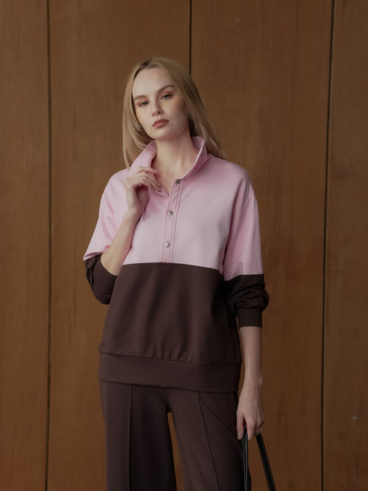 Fendy Two-tone Hi-neck Sweater