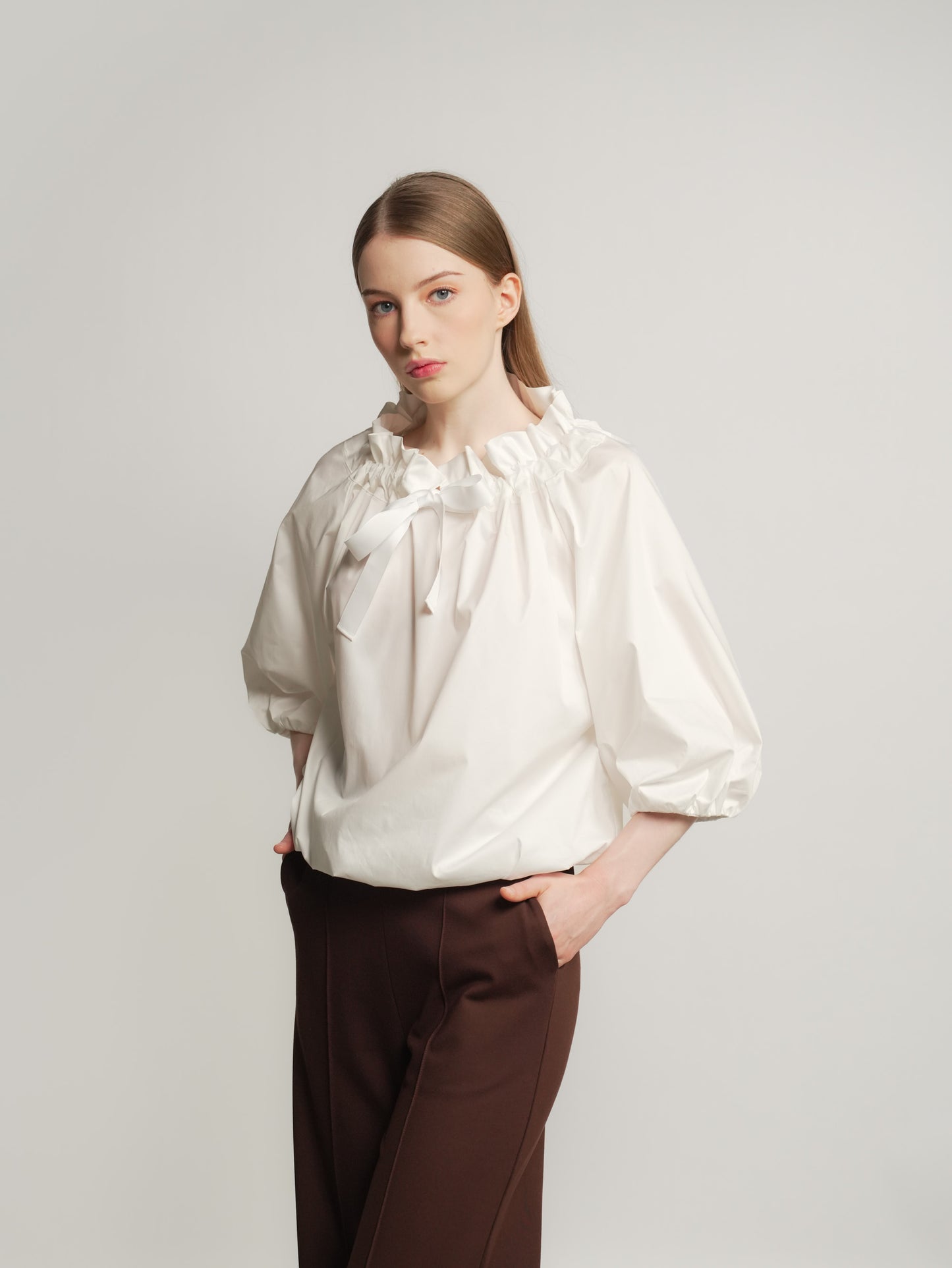 Apple Gather Neck Tie Top
