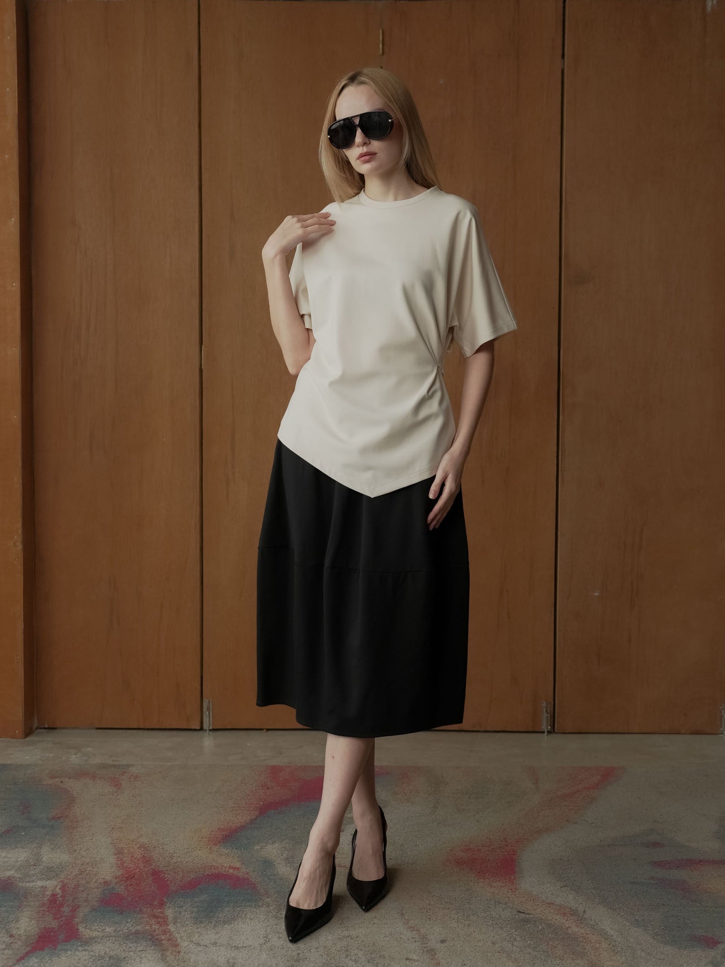 Lav One Side Pleats Top