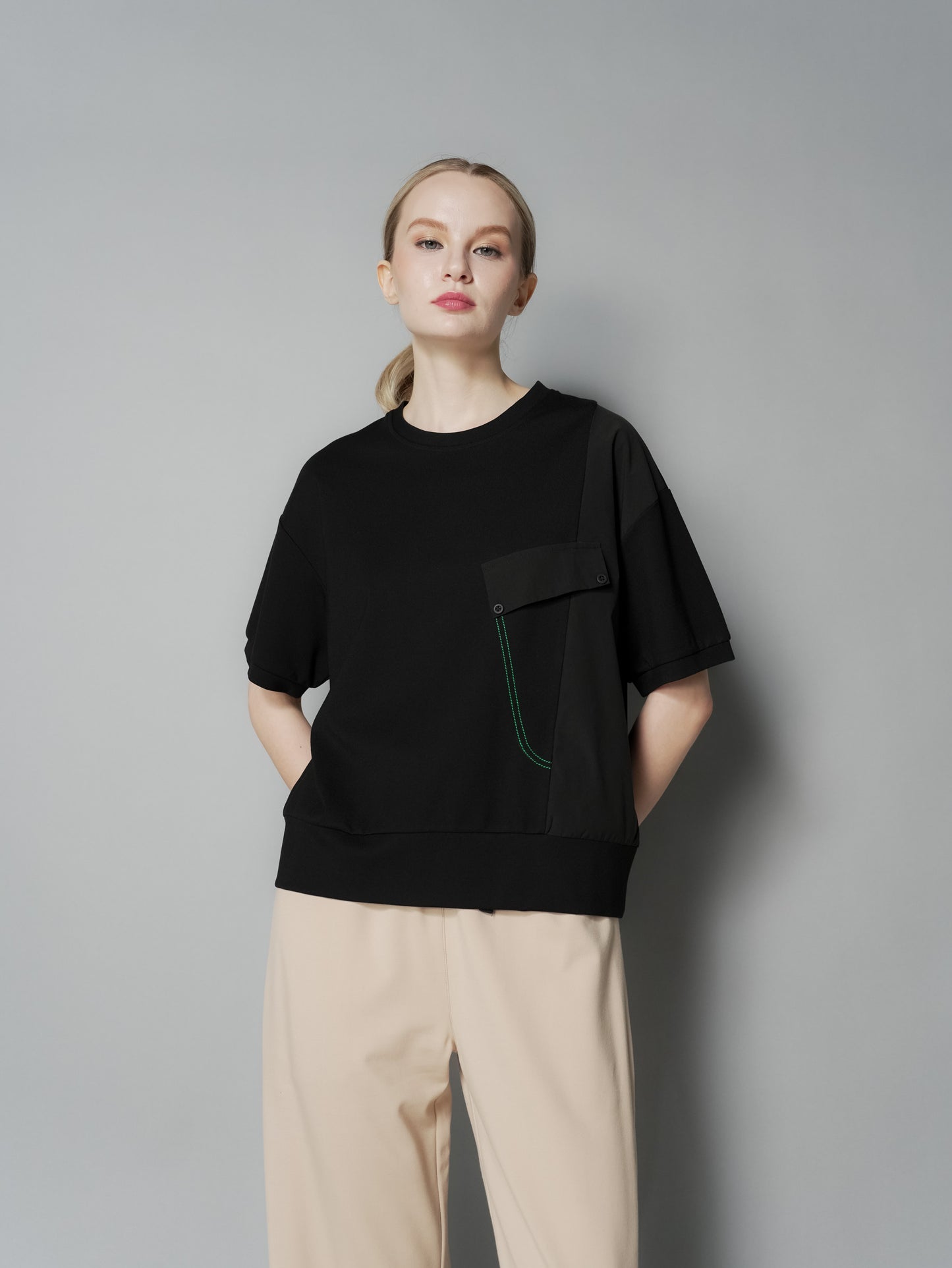 Aliyah Contrast Stitch Combi Top