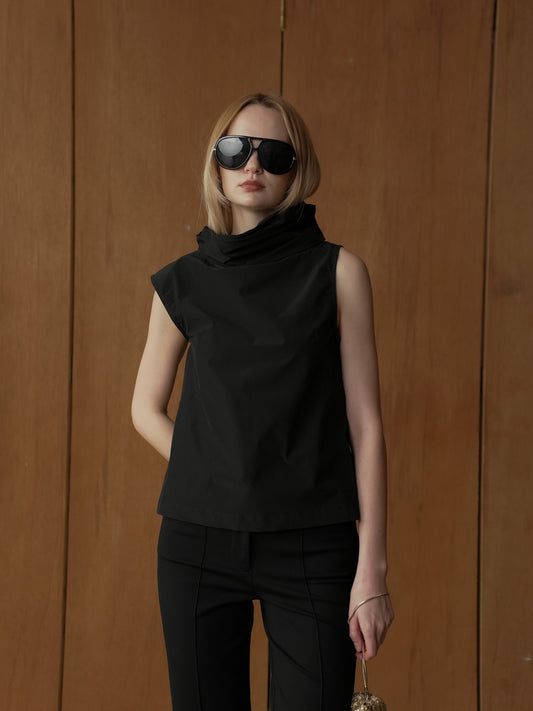 Doha Draped Collar Sleeveless Top