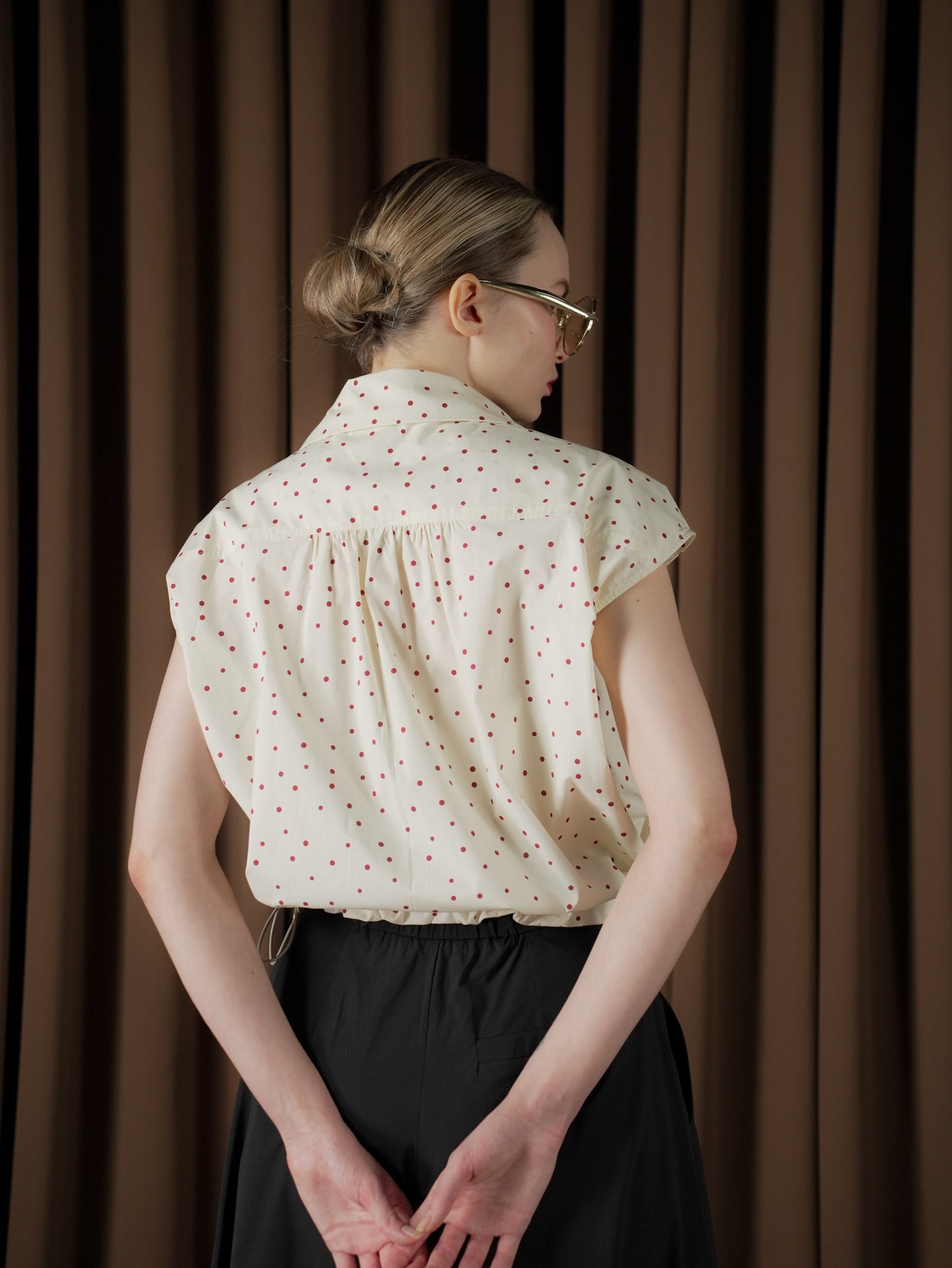 Doreen Polka-Dot Polo Top