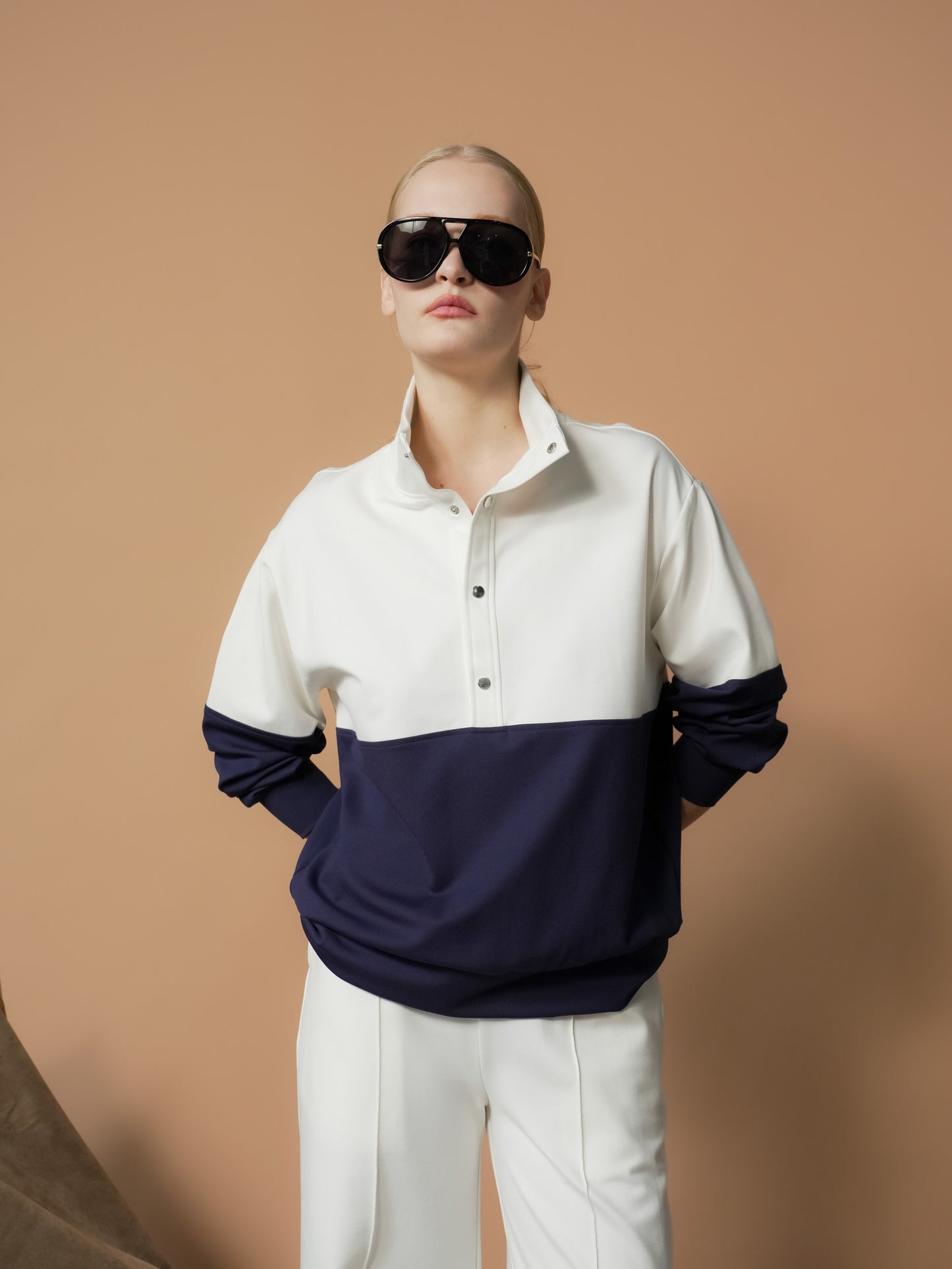 Fendy Two-tone Hi-neck Sweater