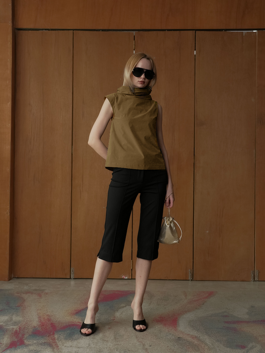 Doha Draped Collar Sleeveless Top