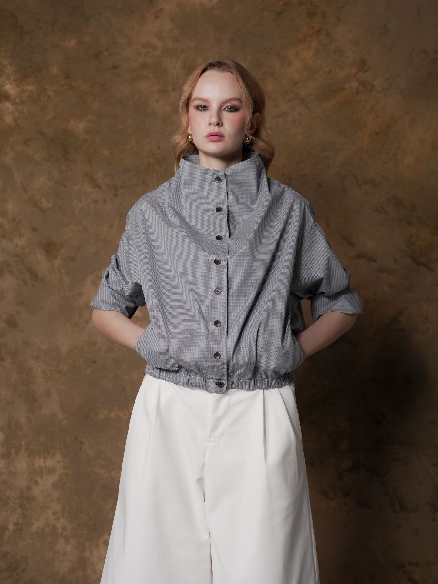 Romero Striped Hi-neck Jacket