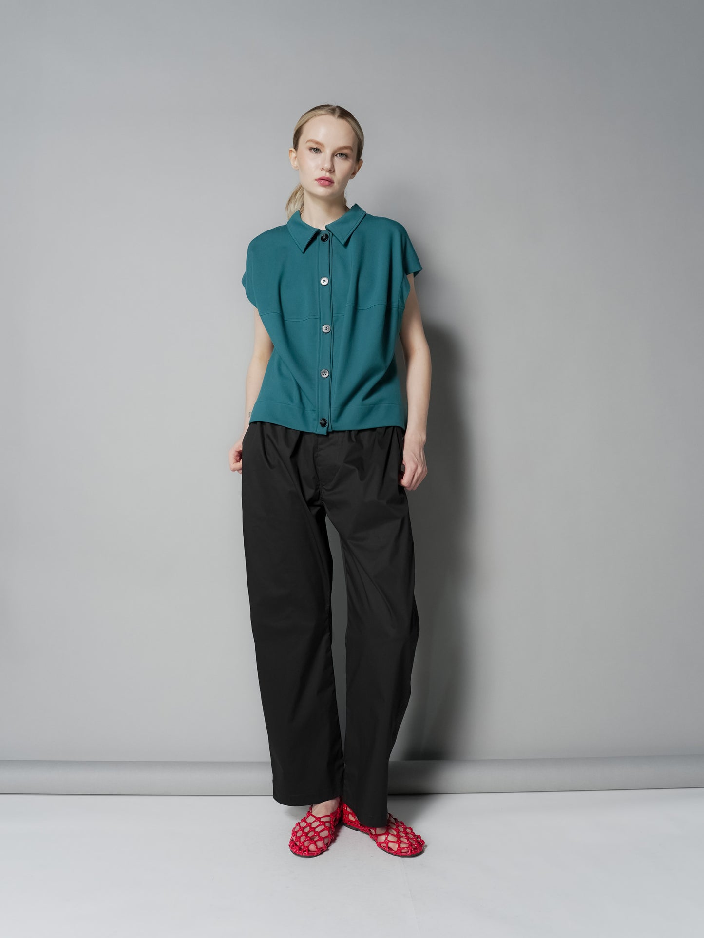 Mimi Contrast Buttondown Top