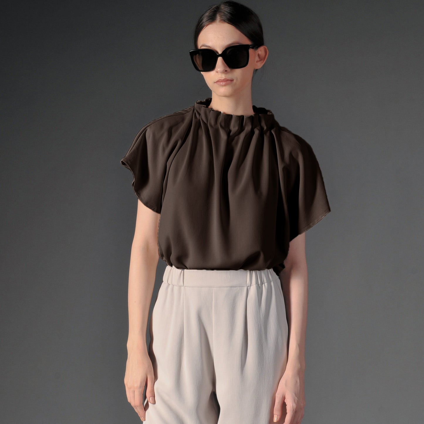 Rose Gathered Neck Top