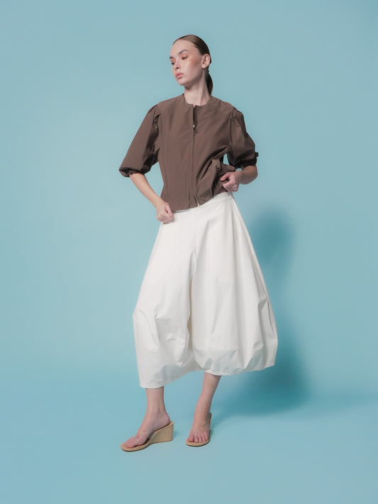 Mago Puff Sleeve Zip Top