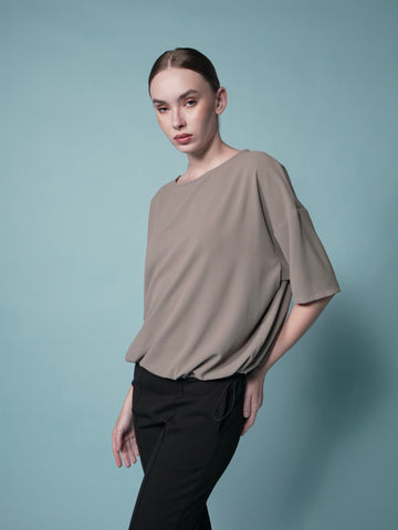 Elfie Crepe Toggle Hem Top
