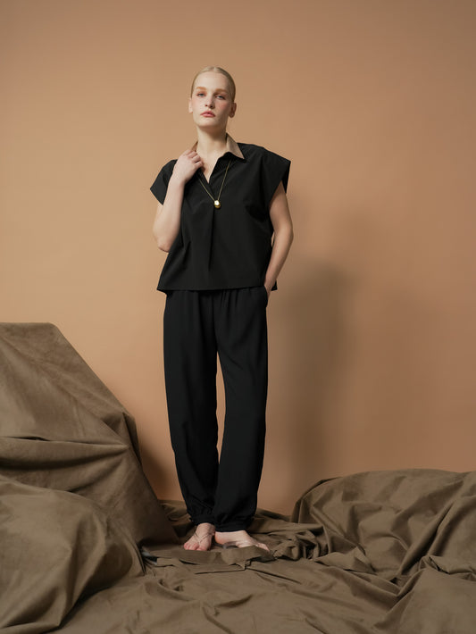 Alessa Two-tone Cropped Polo