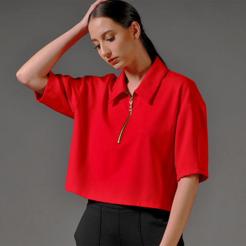 Joana Half Zip Collar Top