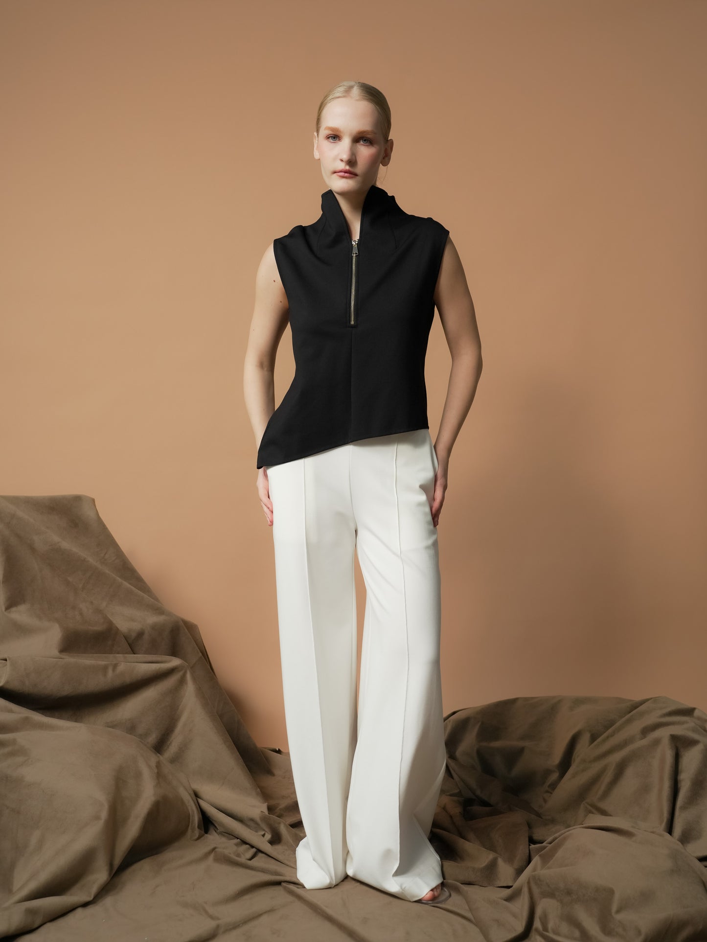 Selina Zipped High Neck Top