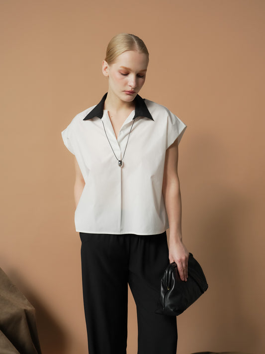 Alessa Two-tone Cropped Polo