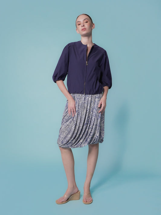 Mago Puff Sleeve Zip Top
