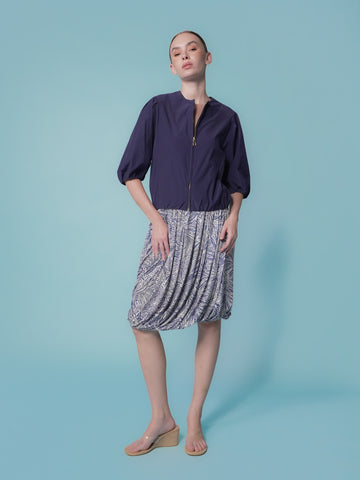 Mago Puff Sleeve Zip Top