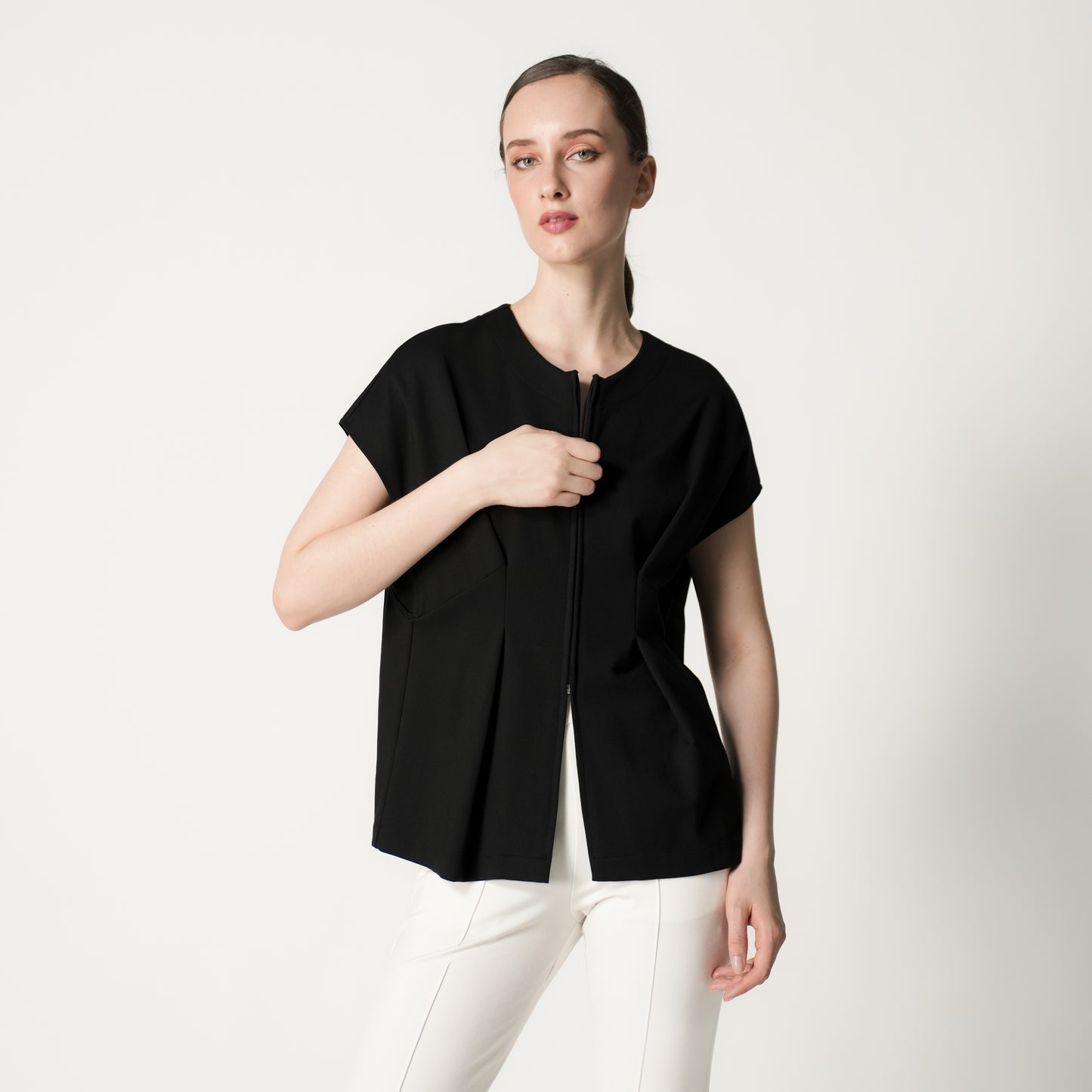 Jolina Zip Pleated Top