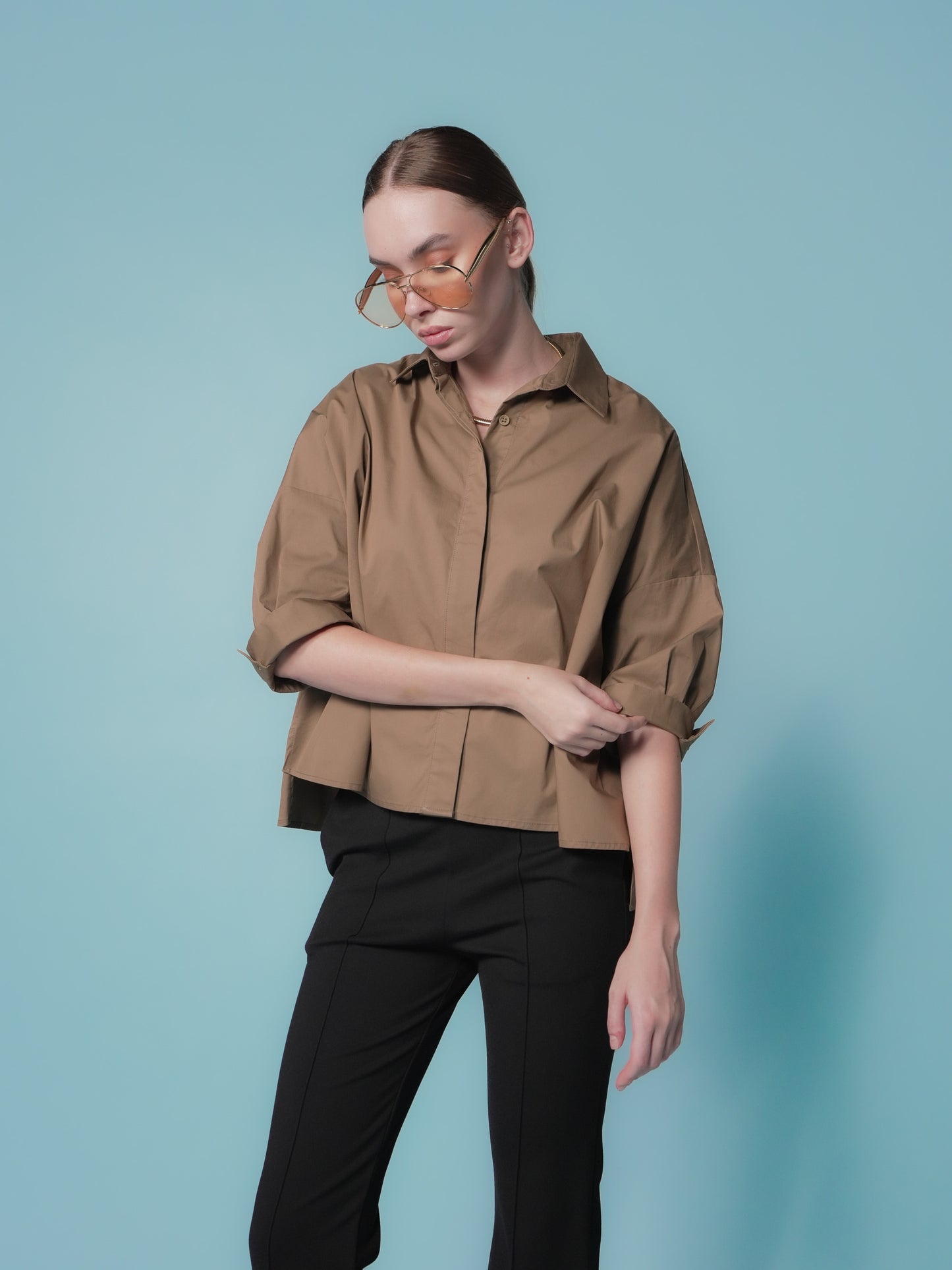 Glaiza Semi Crop Loose Polo