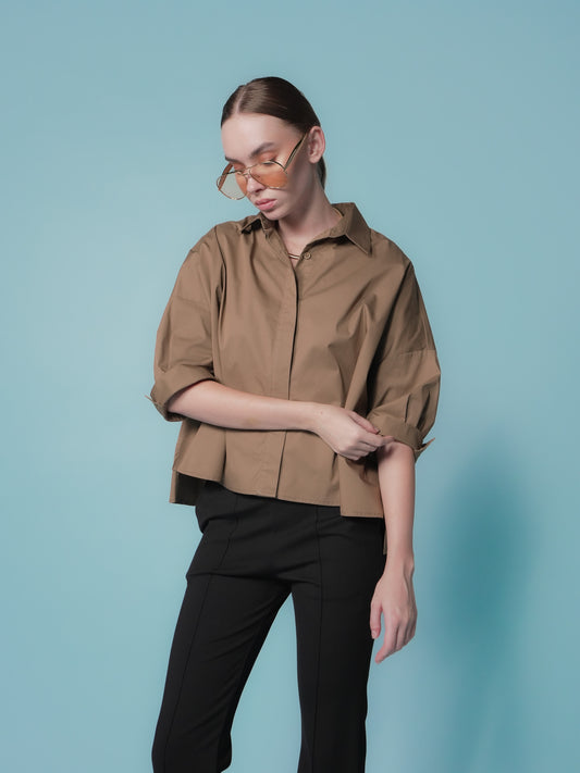 Glaiza Semi Crop Loose Polo