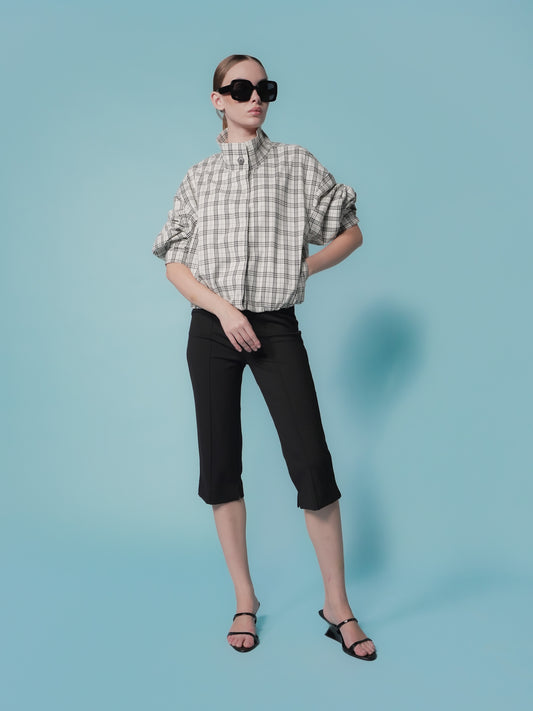 Yohan Hi-Neck Checkered Jacket