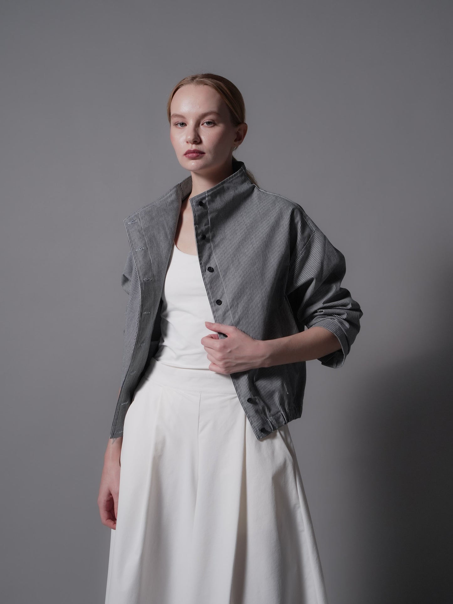 Romero Striped Hi-neck Jacket