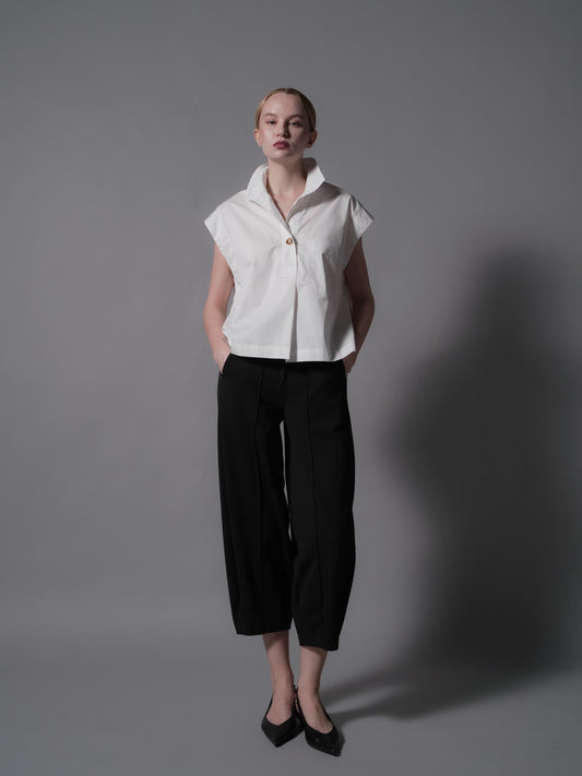 Eloida Semi Crop Hi-neck Top