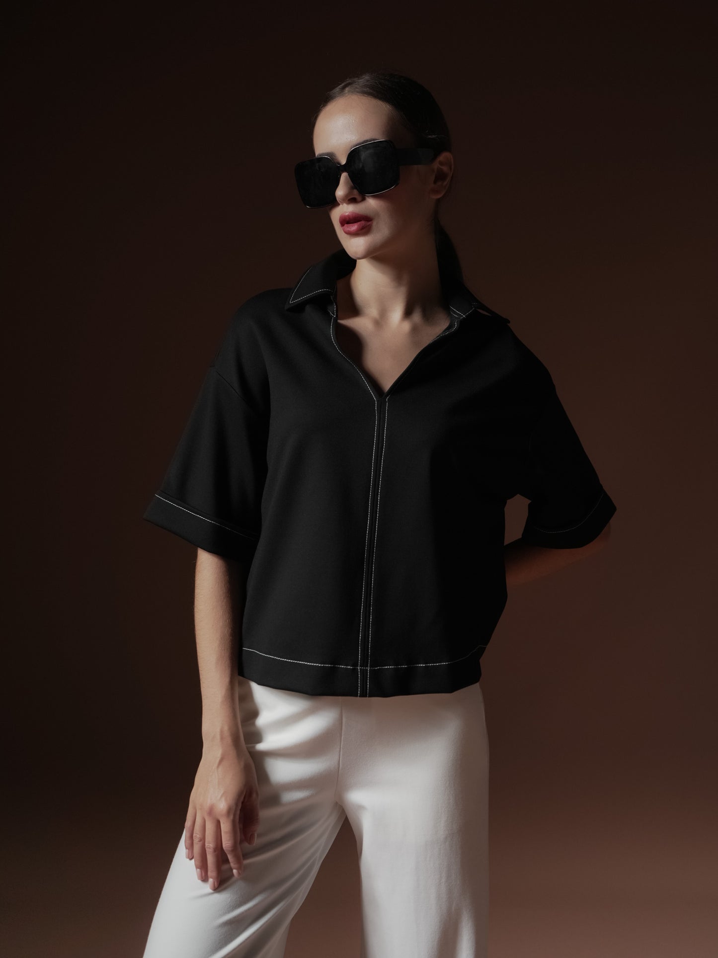 Martina Contrast Thread Top