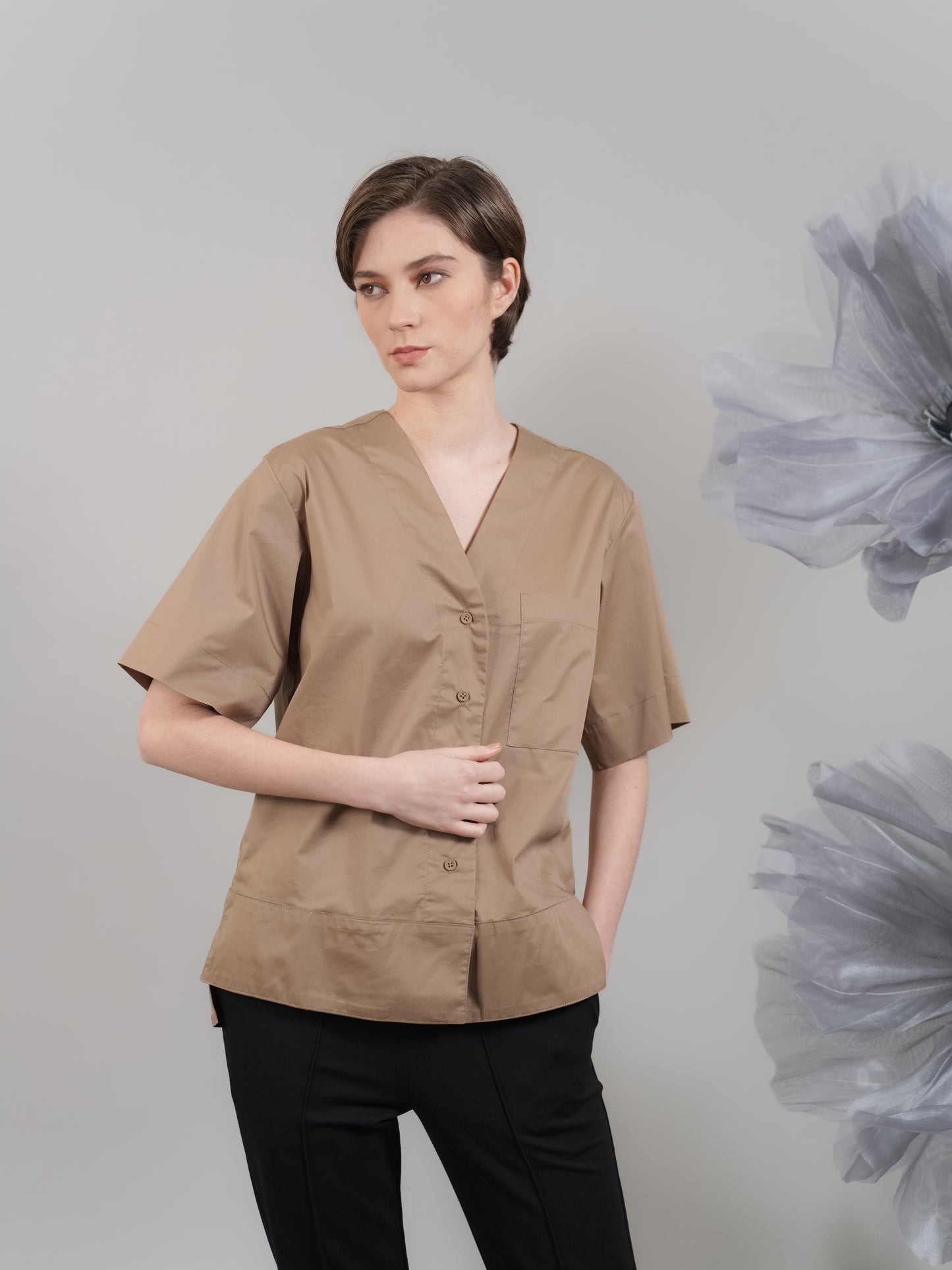 Julie V-neck Buttondown Polo Top