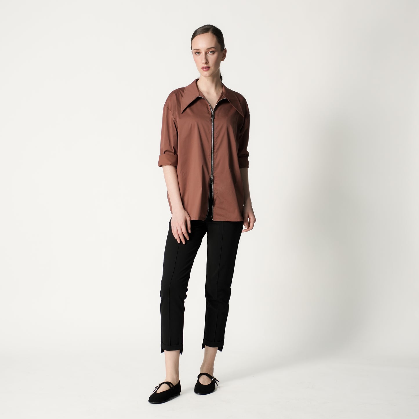 Mary Ann Two Way Zip Polo Top