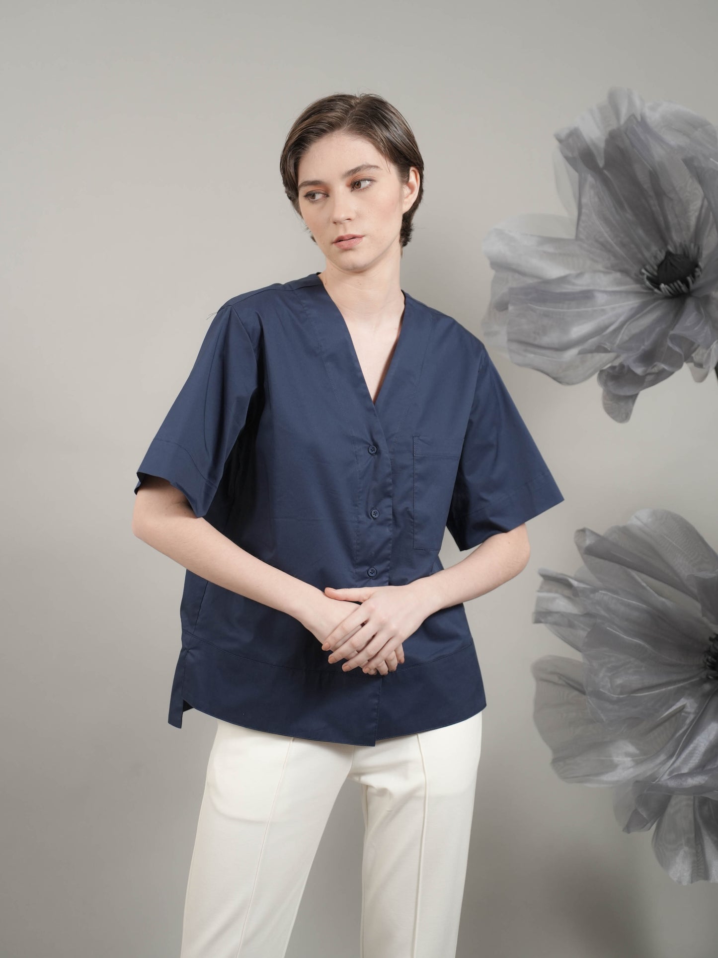 Julie V-neck Buttondown Polo Top