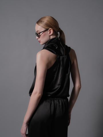 Sheera Cowl Zip Top (Satin)