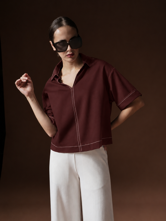 Martina Contrast Thread Top