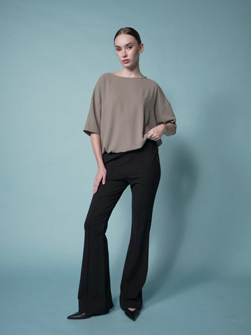 Elfie Crepe Toggle Hem Top