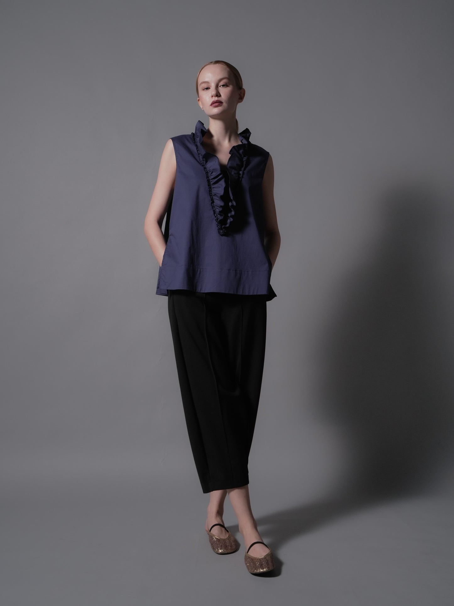 Raffy Ruffle Neck Sleeveless