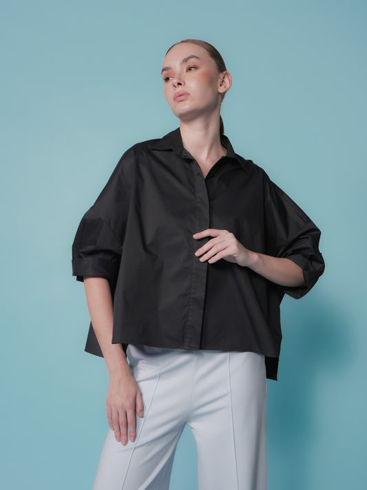 Glaiza Semi Crop Loose Polo