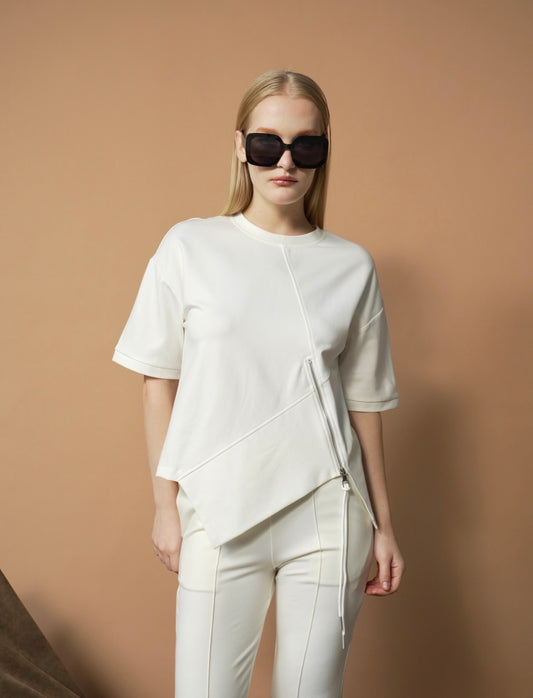 Lorena Slanted Zip Top