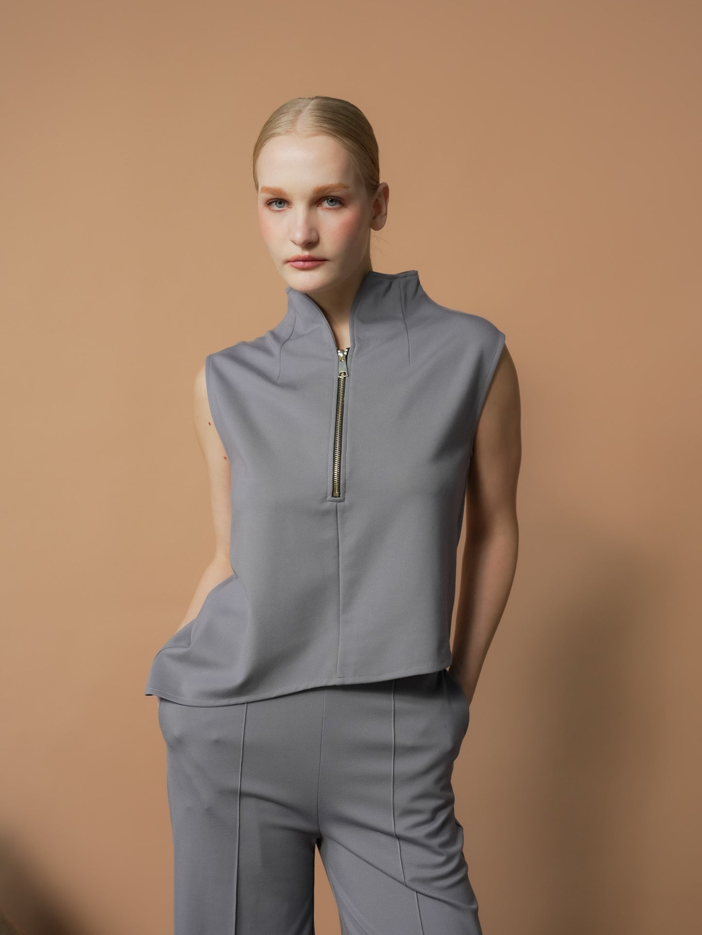 Selina Zipped High Neck Top