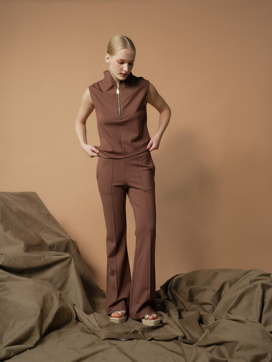 Selina Zipped High Neck Top