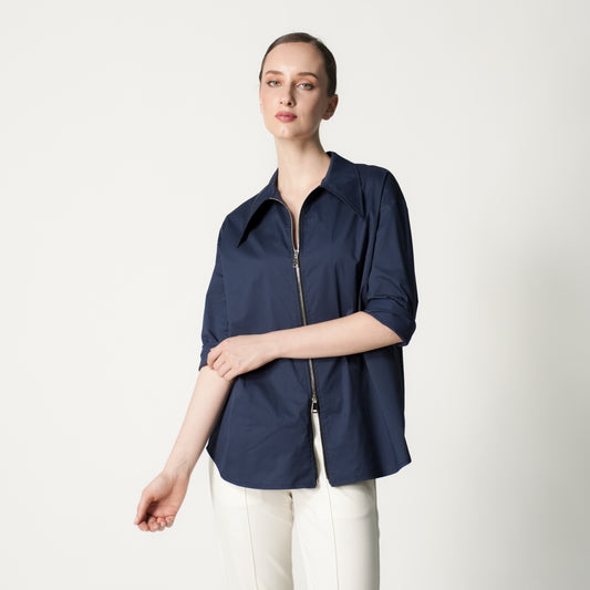 Mary Ann Two Way Zip Polo Top