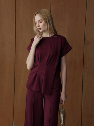 Alona Pleated Slit Top