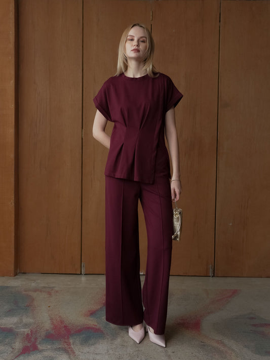 Alona Pleated Slit Top